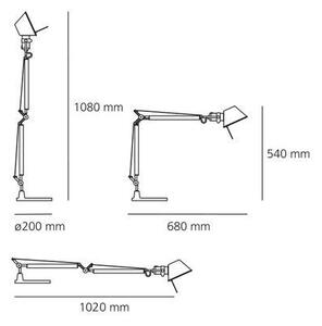 Artemide 33TOL Tolomeo Mini Tavolo, hliníková stolní lampa s vypínačem, 1x10W LED E27, 68+54cm