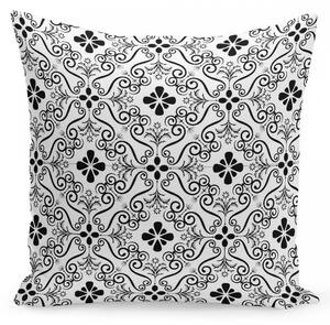 Vintage černo bílý povlak s ornamenty 45x45 cm