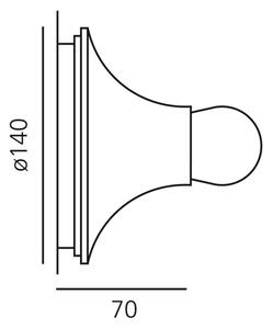 Artemide A048110 Teti, oranžové nástěnné/stropní svítidlo s přiznanou žárovkou, 1x28W E27, prům. 14cm