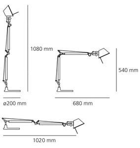 Artemide 34TOL Tolomeo Mini Tavolo LED, hliníková stolní lampa se stmívačem, 8W LED 3000K, 68+54cm