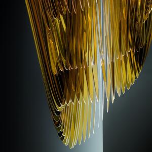 Slamp Aria M gold, závěsný světelný objekt od Zaha Hadid, 3x E27 + 7W LED, délka 90cm