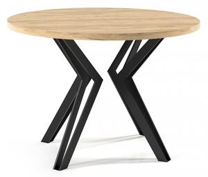 Jídelní stůl rozkládací kulatý RANDI - Egger - dark grey concrete/120/196 cm