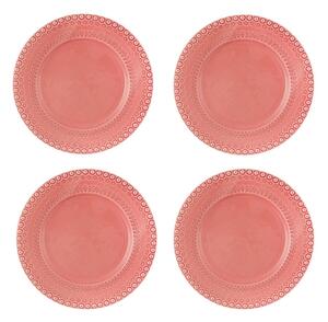 Bordallo Pinheiro Sada jídelních talířů Fantasy 4 kusů, růžová, kamenina, 29 cm
