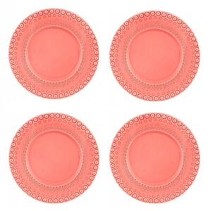 Bordallo Pinheiro Sada dezertních talířů Fantasy 4 kusů, růžová, kamenina, 22 cm