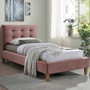 Čalouněná postel TEXAS 90 x 200 cm barva růžová/ dub