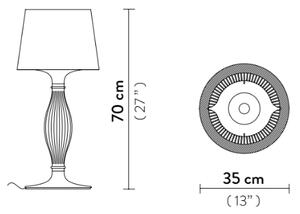 Slamp Liza, designová stolní lampa, 1,5W LED + 70W, prizma, výška 70cm