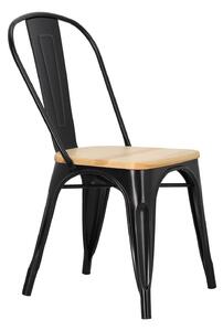 Židle Paris Wood černá, sedák borovice natural