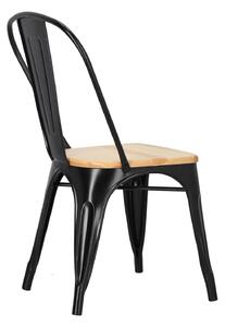 Židle Paris Wood černá, sedák borovice natural