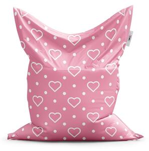 Sedací vak Classic srdce a tečky, růžová