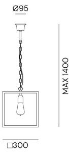 Il Fanale 205.02.FF London, závěsné svítidlo v kombinaci antického kovu a čirého skla, 1x15W E27, 30x30cm