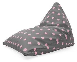 Sedací vak Triangl růžové puntíky na šedé, šedá / růžová