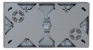 Nástěnný zásuvkový blok, 2x 250V/16A, šedé metalizované barvy se stříbrným matným ozdobným rámem, bez kabelu