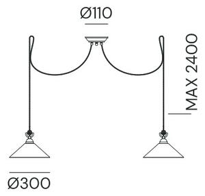 Il Fanale 212.10.OV Tabia, závěsné svítidlo z mosazi a bílého skla, 2x15W LED E27, průměr 30cm