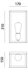 Il Fanale 205.08.FF London, nástěnné svítidlo v kombinaci antického kovu a čirého skla, 1x15W E27, 20x17cm