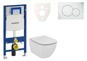Cenově zvýhodněný závěsný WC set Geberit do lehkých stěn / předstěnová montáž+ WC Ideal Standard Tesi 111.300.00.5NF1