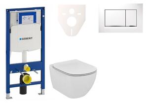 Cenově zvýhodněný závěsný WC set Geberit do lehkých stěn / předstěnová montáž+ WC Ideal Standard Tesi 111.300.00.5NF5