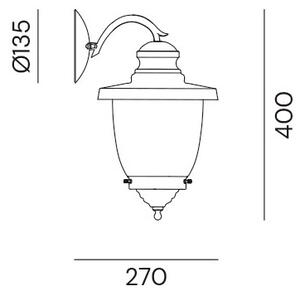 Il Fanale 248.09.ORT Venezia, venkovní nástěnná lampa, 1x15W E27, mosaz/měď, bublinkové sklo, výška 40cm, IP44