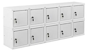 10x Uzamykatelná kovová skříňka Trestles SKM 250x250x250, světle šedá dvířka SKM25