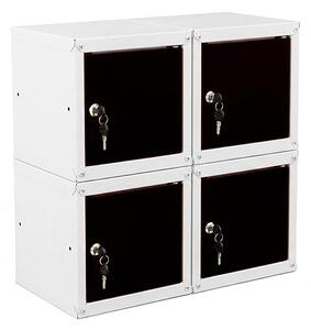 4x Uzamykatelná kovová skříňka Trestles SKM 250x250x250, černá dvířka
