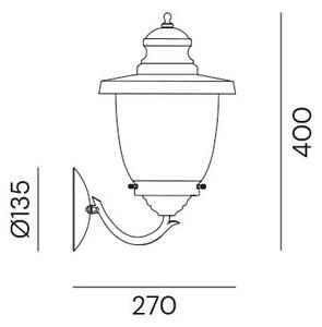 Il Fanale 248.05.ORT Venezia, venkovní nástěnná lampa, 1x15W E27, mosaz/měď, bublinkové sklo, výška 40cm, IP44