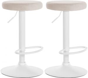 2x Barová židle Ponte - samet, bílý rám - Krémová