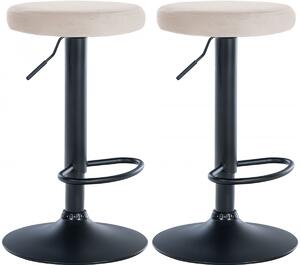 2x Barová židle Ponte - samet, černý rám - Krémová