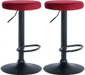 2x Barová židle Ponte - samet, černá- Červená