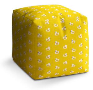 Taburet Cube bílé kachničky, žlutá