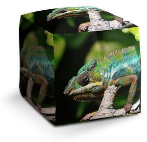 Taburet Cube chameleon, zelená