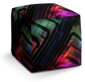 Taburet Cube černé pruhy, barevná