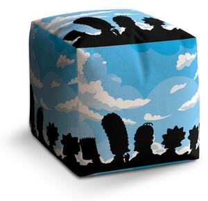 Taburet Cube Cartoon 2, modrá / černá