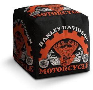 Taburet Cube Harley-Davidson motor, černá / červená