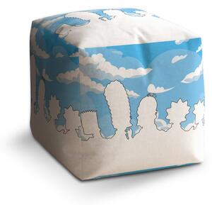 Taburet Cube Cartoon 1, modrá / bílá
