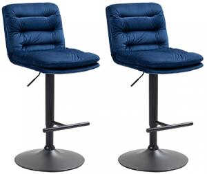 2x Barová židle Damar - samet, černý rám - blue