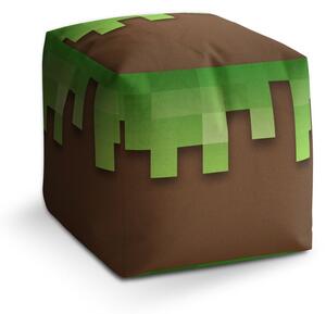 Taburet Cube Green Blocks 2, hnědá / zelená