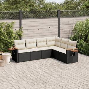 6dílná zahradní sedací souprava s poduškami černá polyratan 3259242