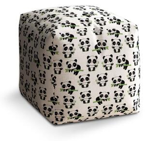 Taburet Cube pandy s větvičkou, bílá / černá