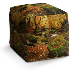 Taburet Cube most v lese, hnědá