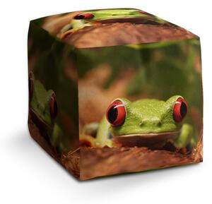 Taburet Cube zelená žába, zelená / hnědá