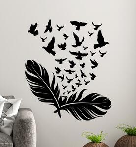 Samolepka na zeď peříčka - ptáci Barva: Černá, Rozměry samolepky - ( šířka x výška ): 20 x 23 cm