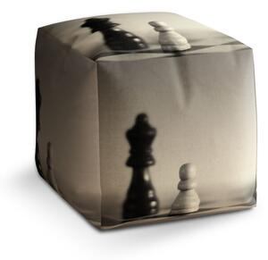Taburet Cube šachy, béžová