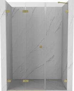 Mexen Lunar-F skládací sprchové dveře levé 125 cm, transparentní, zlaté kartáčované - 836S-125-050-55-00-L