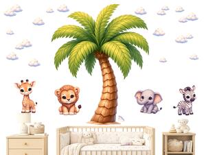 Styl Disney safari palma samolepky na zeď pro děti arch 60 x 75 cm