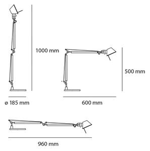 Artemide LED Designová stolní lampa Tolomeo Midi, 7W Teplota světla: 3000K - teplá bílá, Podstavec: Klip