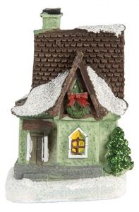 Zelený vánoční dekorační domeček s LED světýlky Hoefkens – 5x5x7 cm