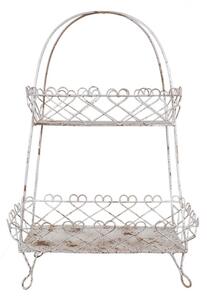 Bílý drátěný etažér se 2 košíky Katrien – 47x24x66 cm