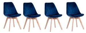 Bestent Sada sametových židlí skandinávský styl BLUE Glamor 3+1 ZDARMA