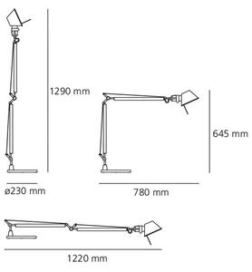 Artemide A004430 Tolomeo Tavolo, černé tělo lampy s vypínačem, 1x10W LED E27, 78+64cm