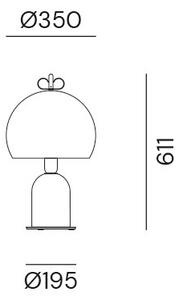 Il Fanale N4B3EO Bon Ton, stolní lampa z mosazi, dřeva, béžová základna, stínítko v antické růžové barvě, 3x10W E14, výška 61,1cm