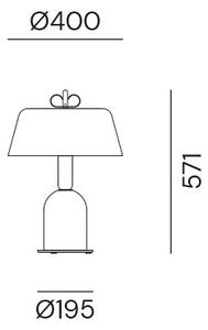 Il Fanale N6H3EO Bon Ton, stolní lampa z mosazi, dřeva, béžová základna, žluté stínítko, 3x10W E14, výška 56,9cm
